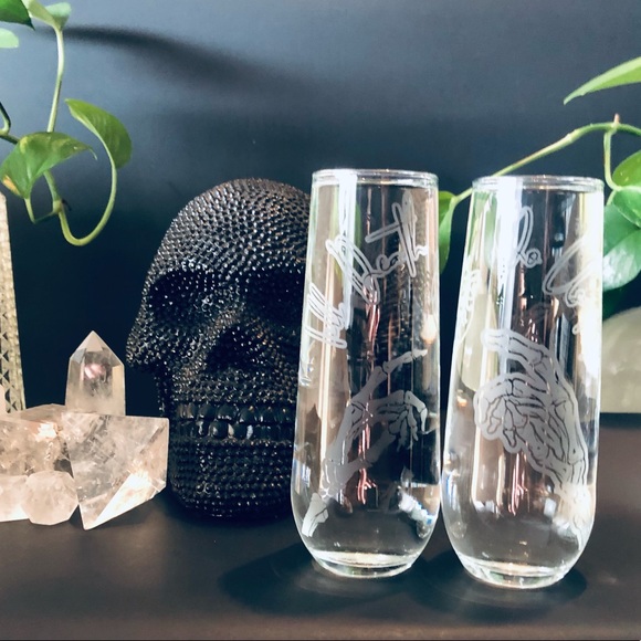 His and Hers Till Death Do Us Part Etched Stemless Champagne Glasses - Picture 1 of 9